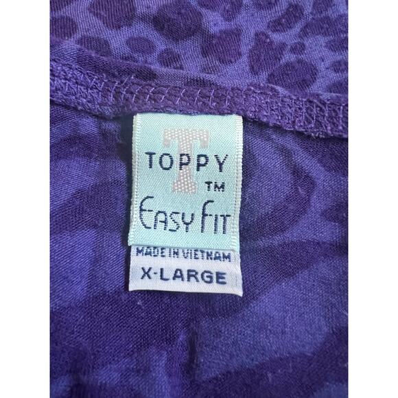 Toppy Easy Fit Purple Semi Sheer Animal Print Tshirt With Bedazzled Hawaii 0 - Picture 4 of 5